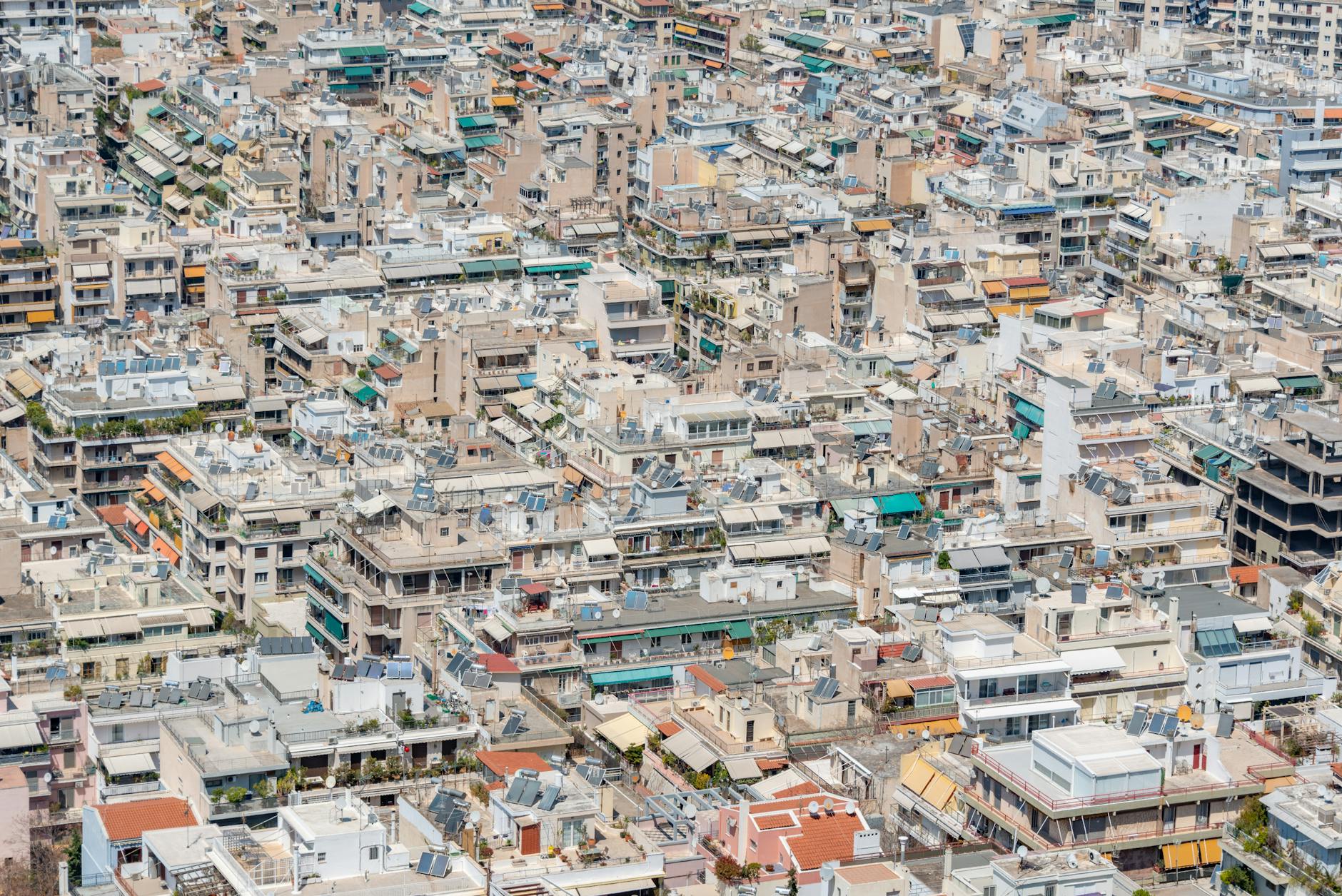 apartment buildings in dense city area