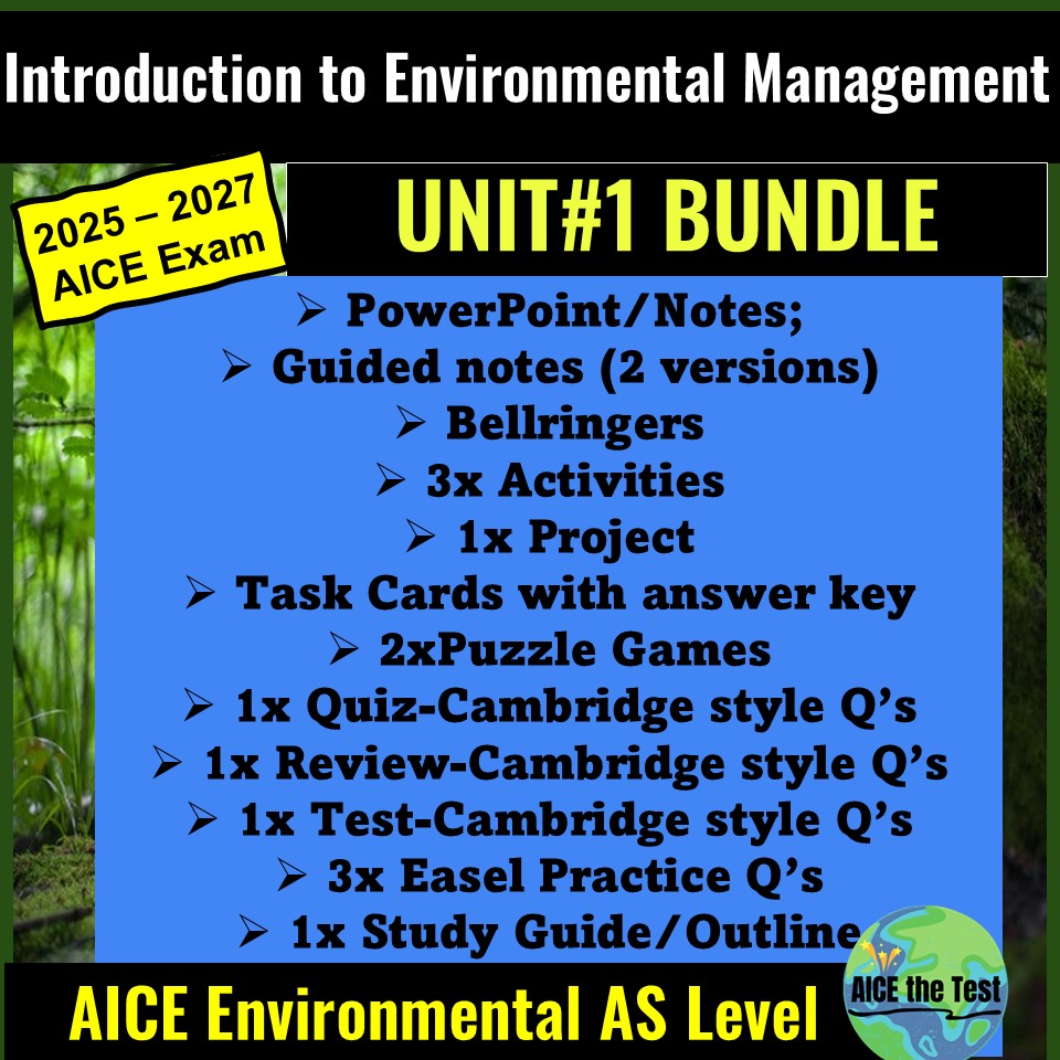 AICE Environmental Management Unit 1 Bundle | Introduction to ...