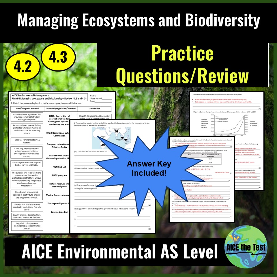 Review 4.2 and 4.3 Managing Ecosystems and Biodiversity - AICE The Test