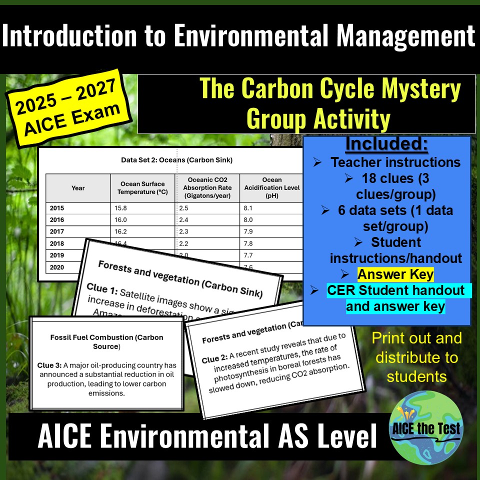 AICE Environmental Management - The Carbon Cycle Mystery Activity and ...