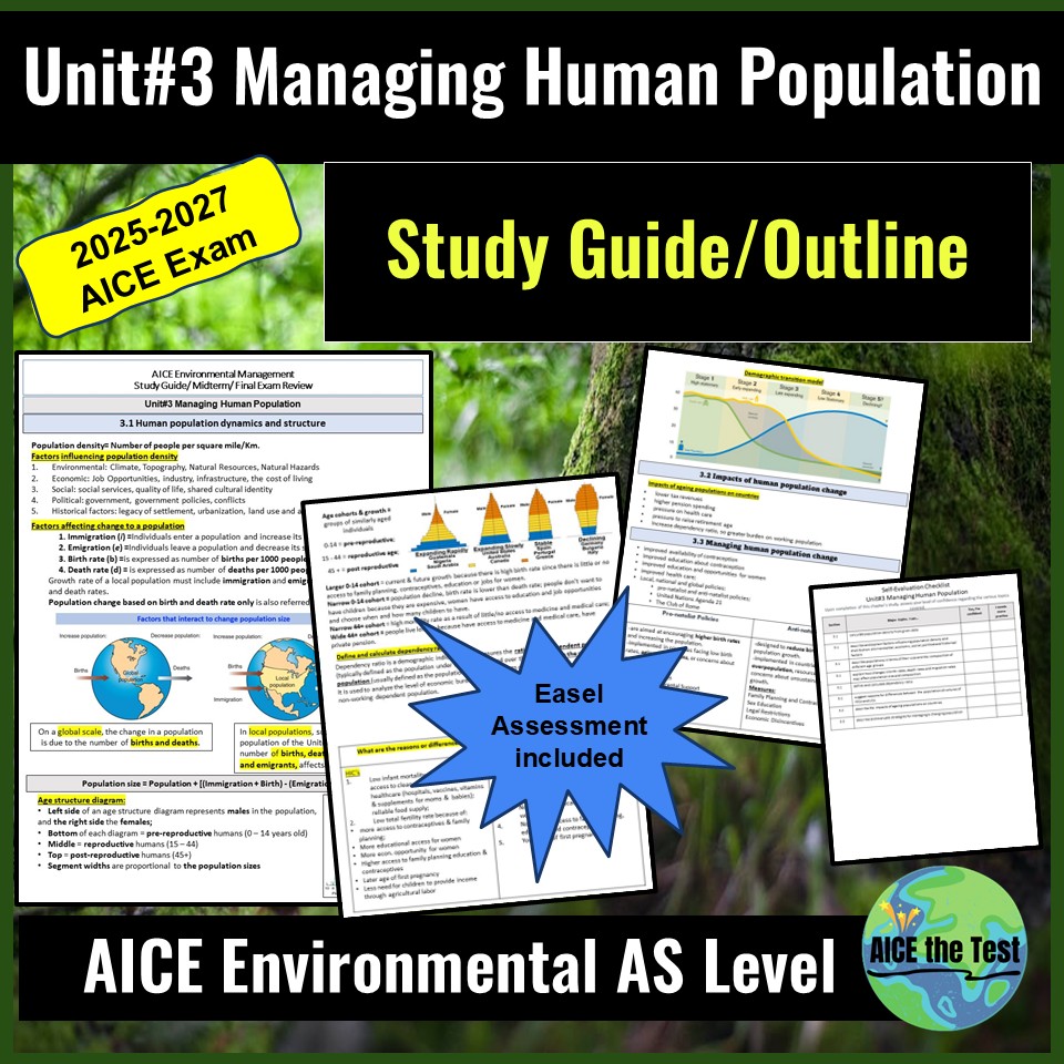 AICE Environmental Management - Study Guide Unit#3 Managing human ...