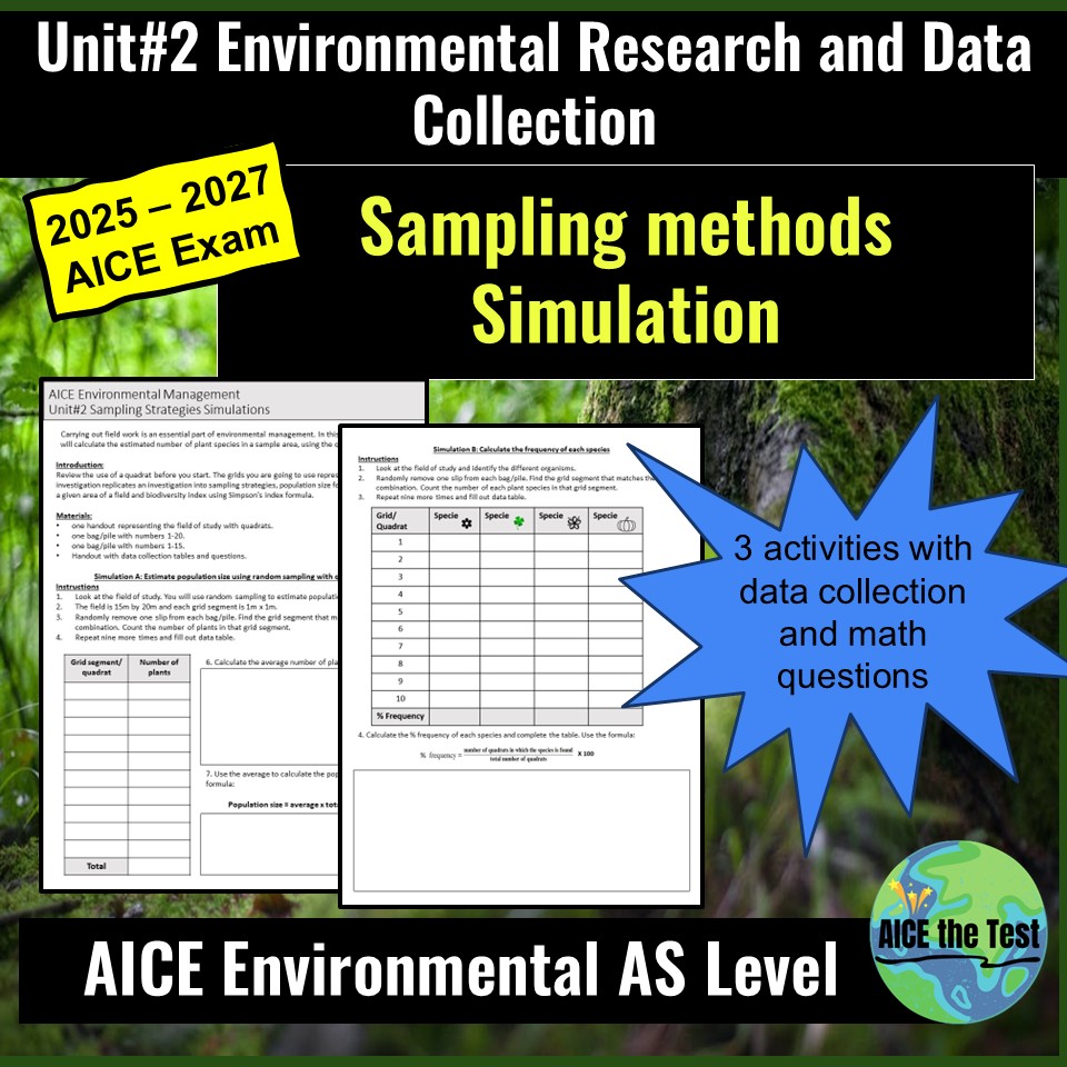 AICE Environmental Management Unit 2 Sampling Simulation Activity ...