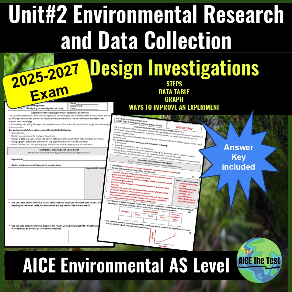 AICE Environmental Management Unit#2 Activity Design an Investigation ...
