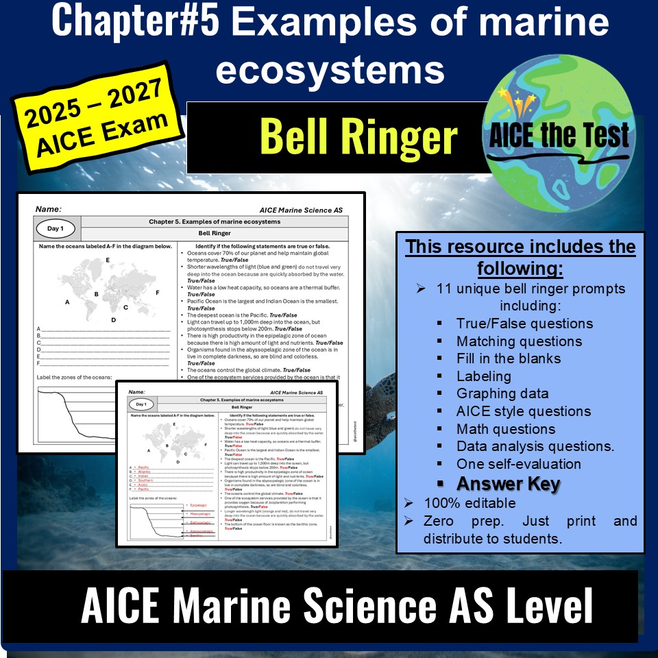 AICE Marine Science Bell Ringer Chapter 5 Examples of marine ecosystems ...