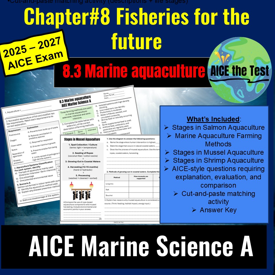 Cambridge AICE Marine Science A - Marine Aquaculture 8.3 - AICE The Test