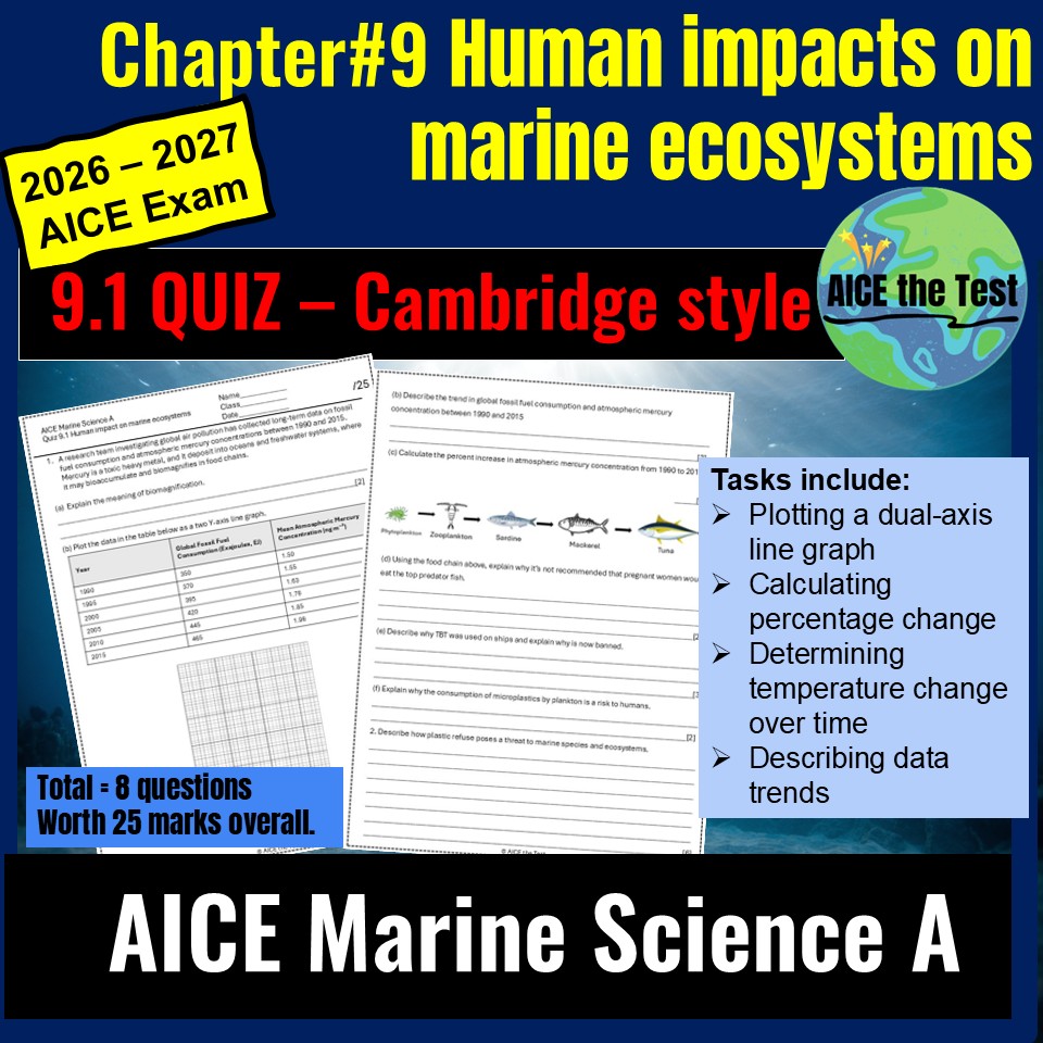 AICE Marine Science Quiz 9.1 Human Impact on Marine Ecosystems - AICE ...