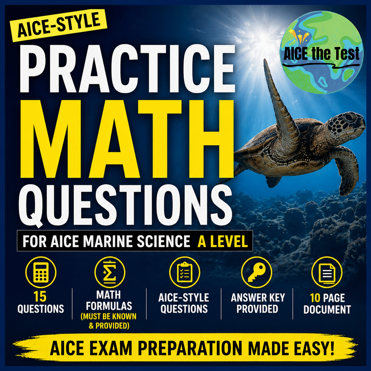 AICE Marine Science A Level Math Practice | AICE-Style Questions, Data ...